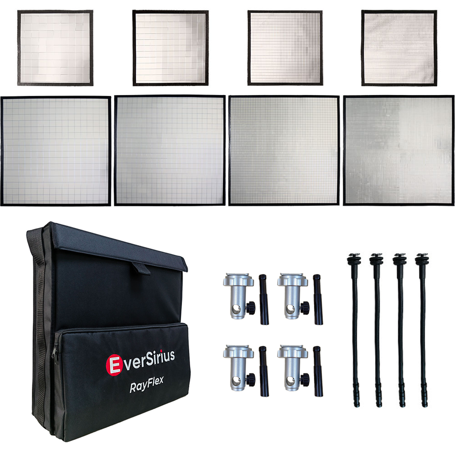 RayFlex M-45/25S Kit — four silver 45cm and four silver 25cm reflector tiles, all depths