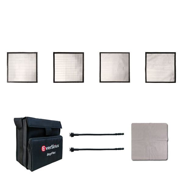 RayFlex M-25S Kit — four silver 25cm modular reflector tiles, all depths, neutral bounce