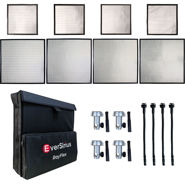 RayFlex M-45/25S Kit — four silver 45cm and four silver 25cm reflector tiles, all depths